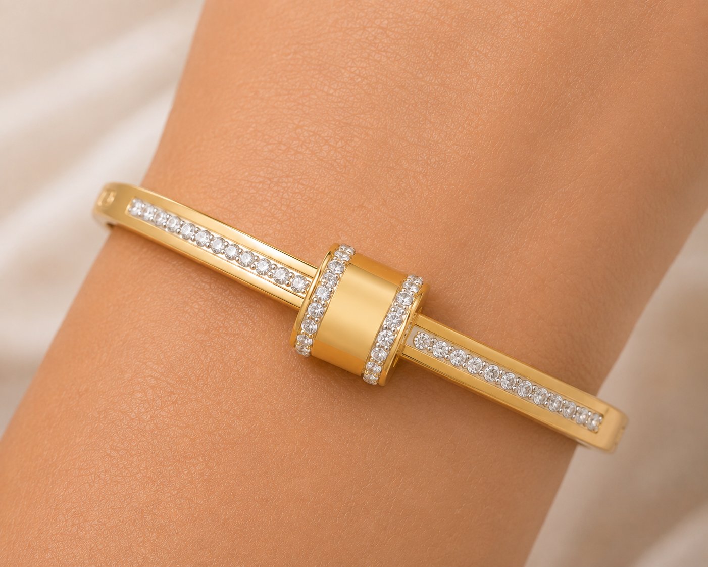 Gold Diamond Baby size Kada Bracelet