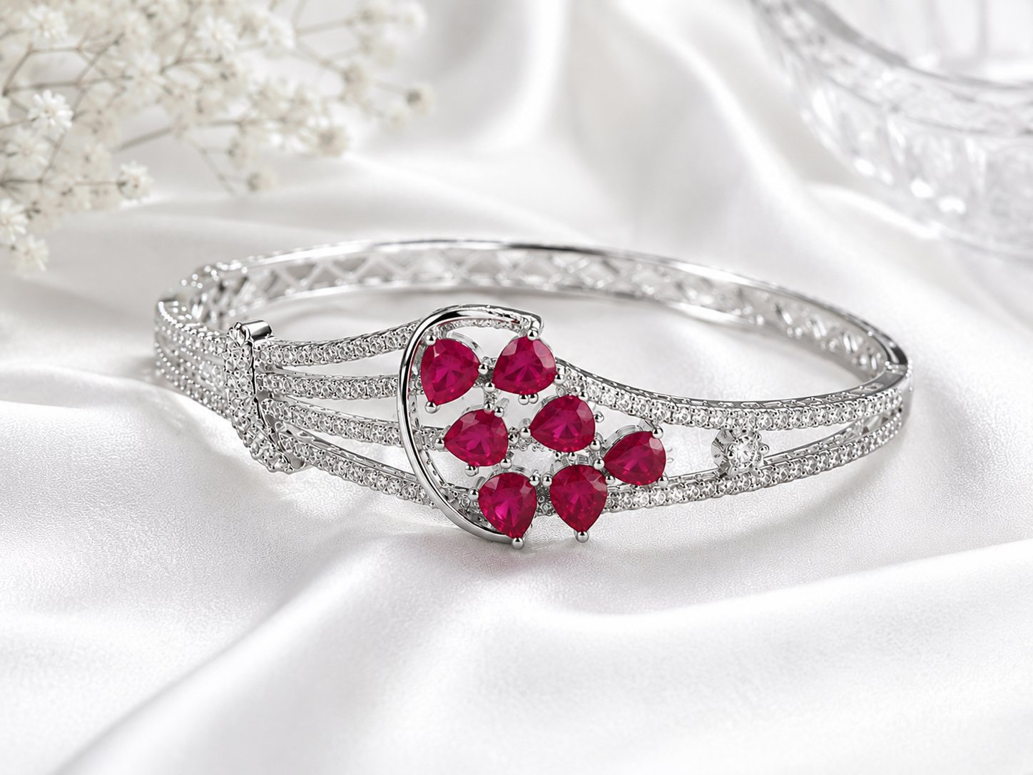 Ruby Stone Openable Bracelet
