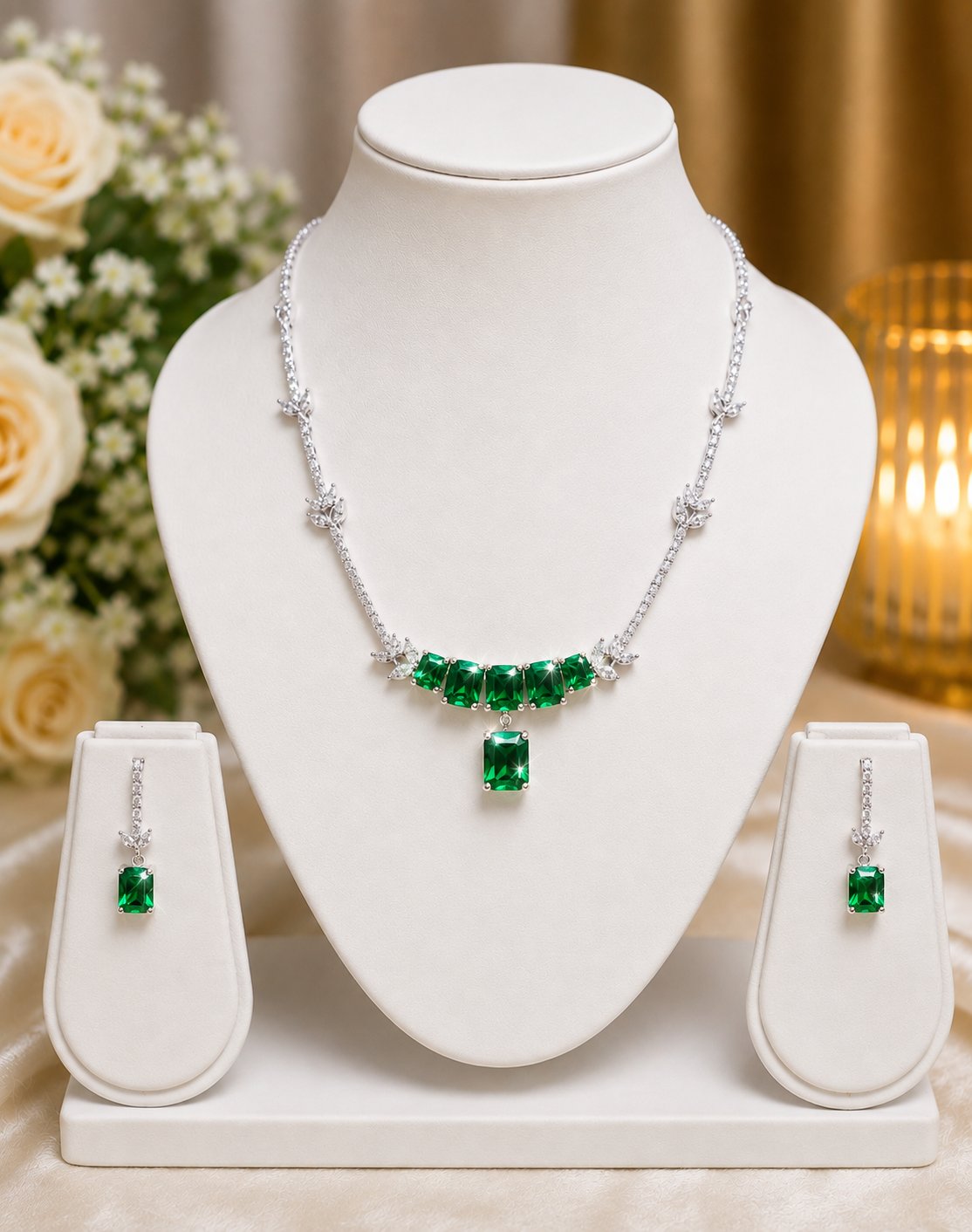 Emerald & Diamond Necklace Set