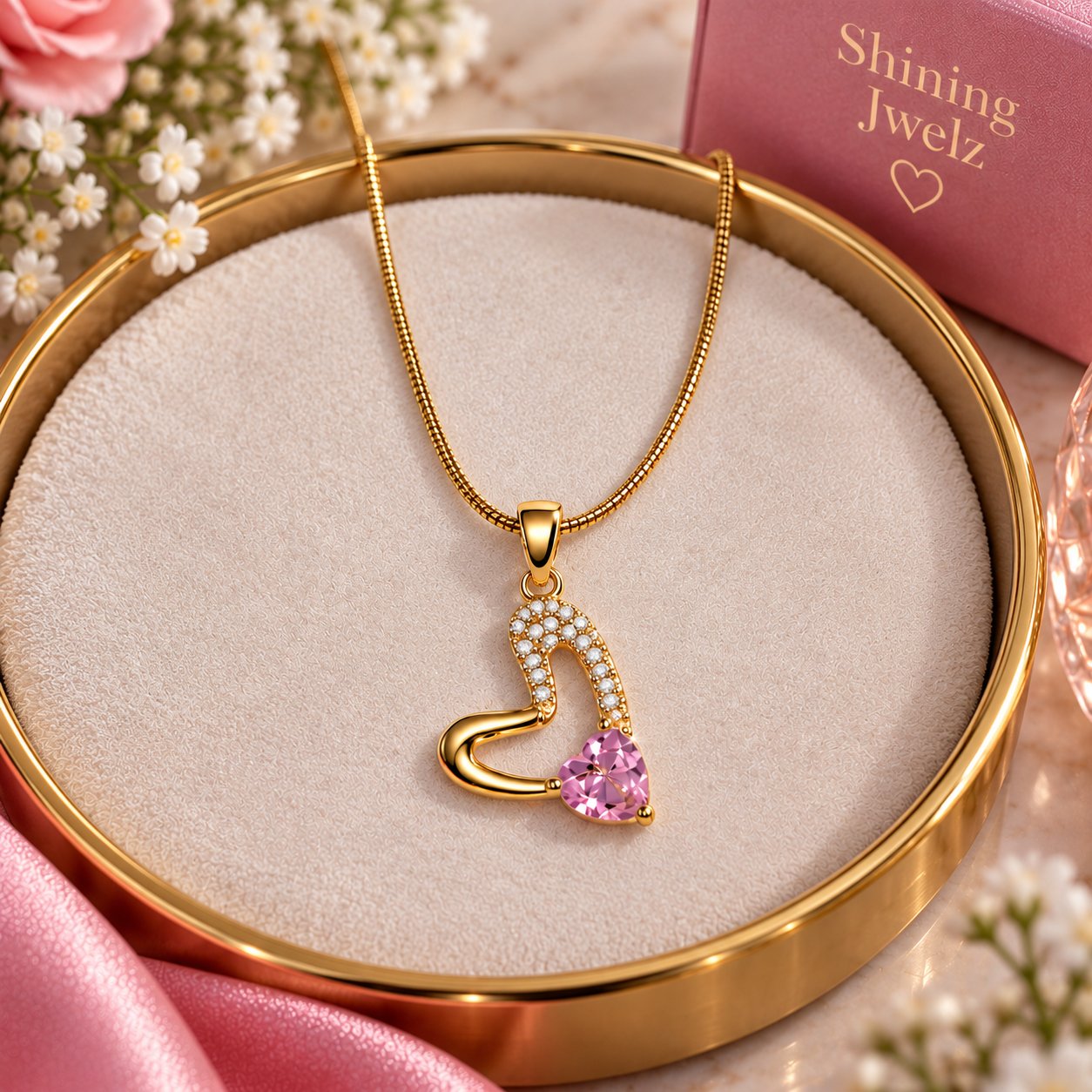 Gold Heart Pendant Necklace