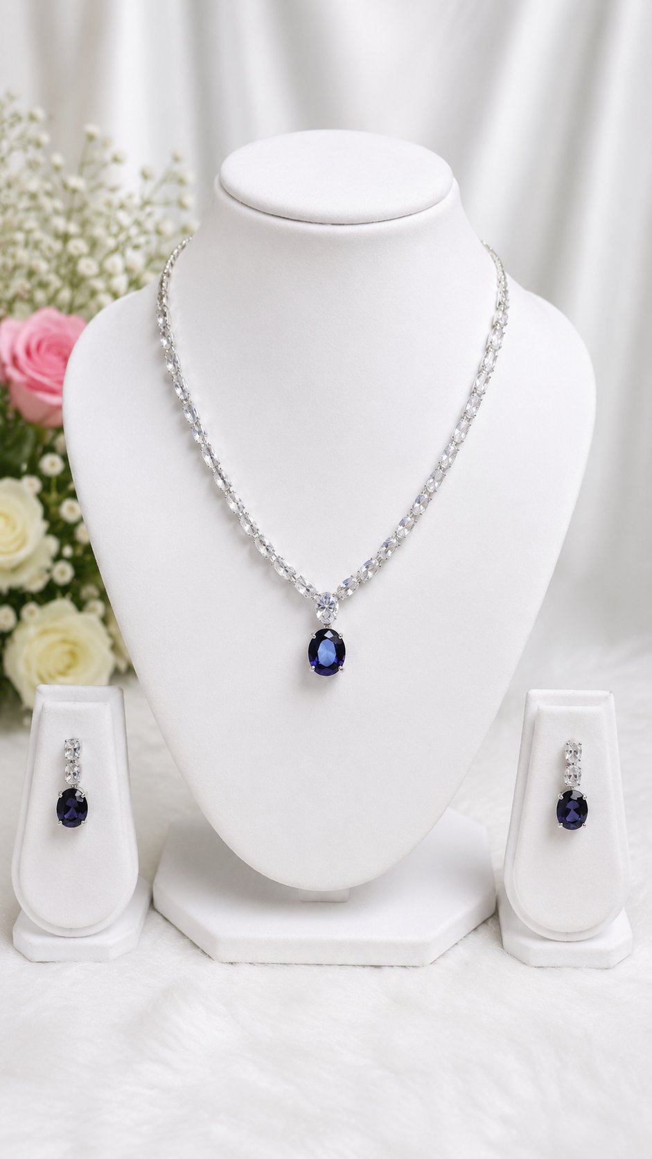 Sapphire and Diamond Necklace Set