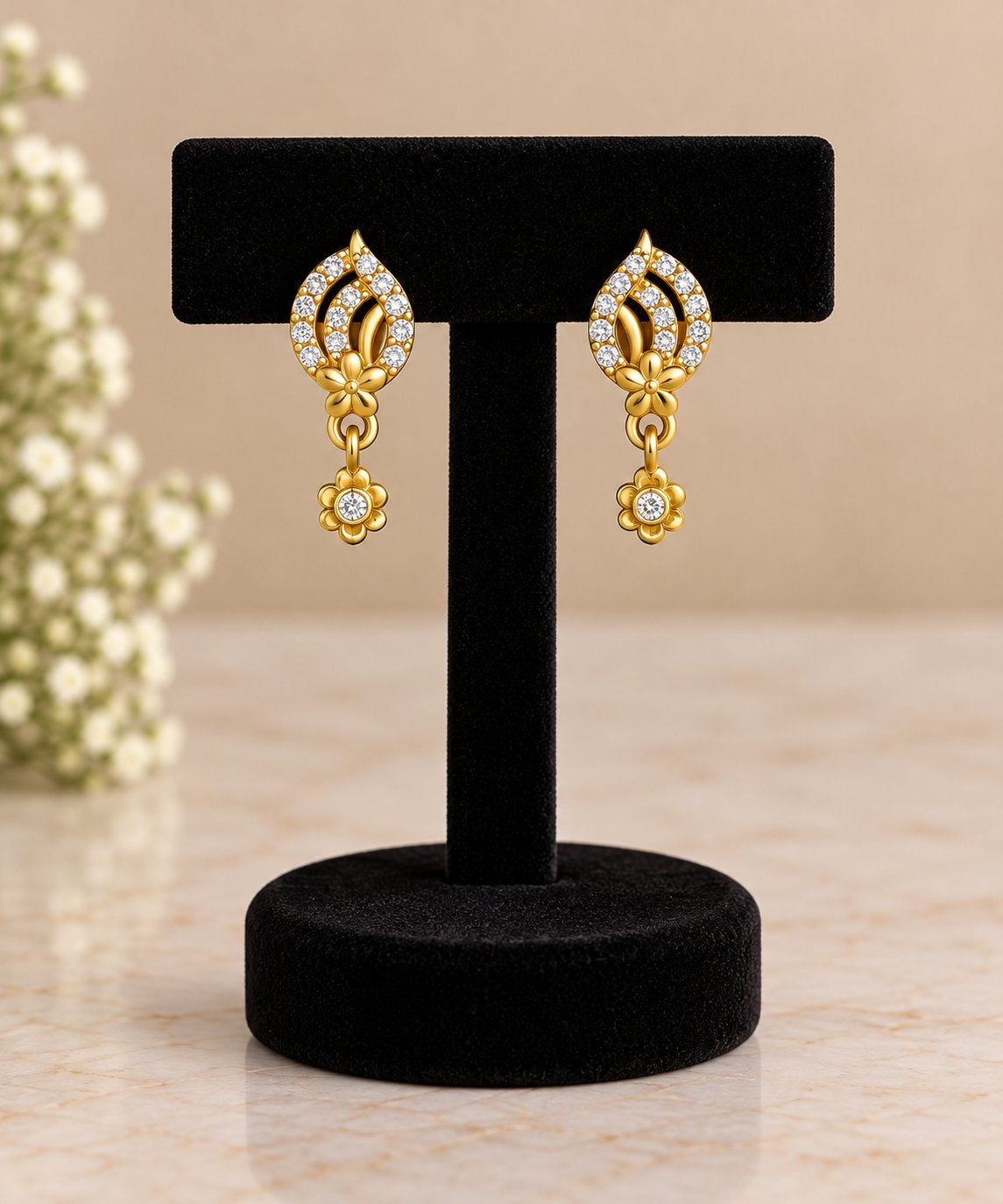 Gold Floral  Earrings