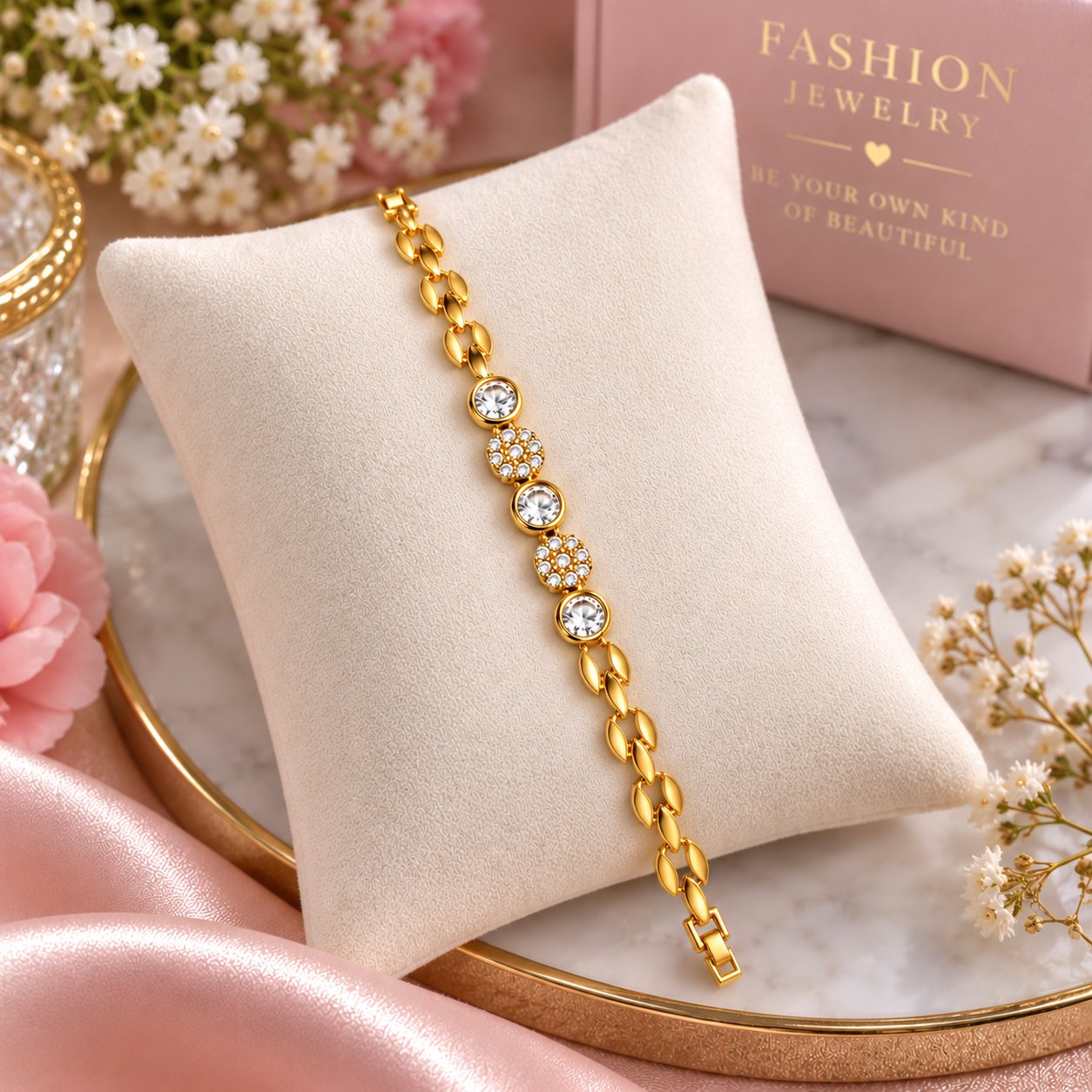 Gold and Crystal stone Bracelet