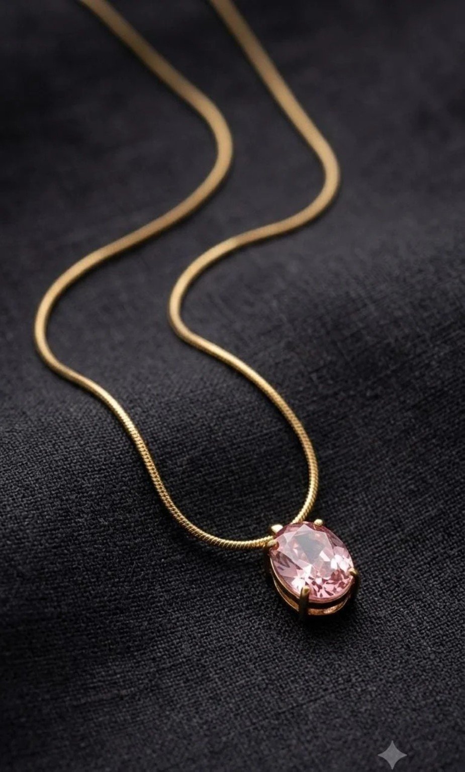 Oval Pink Gemstone Gold Necklace