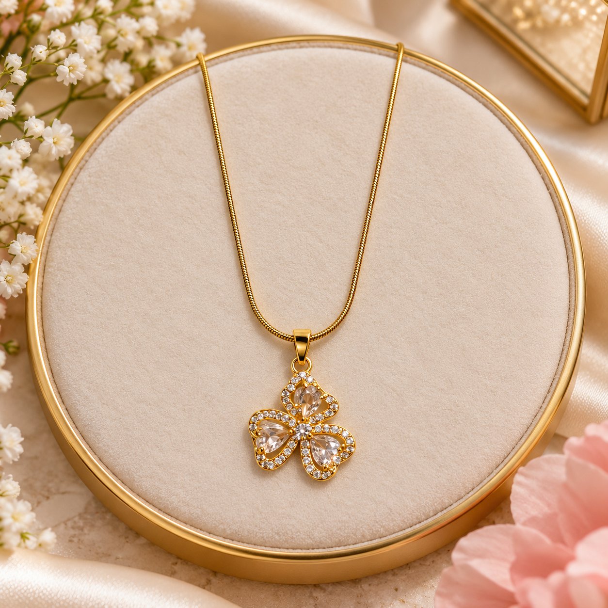 Gold Clover Pendant Necklace