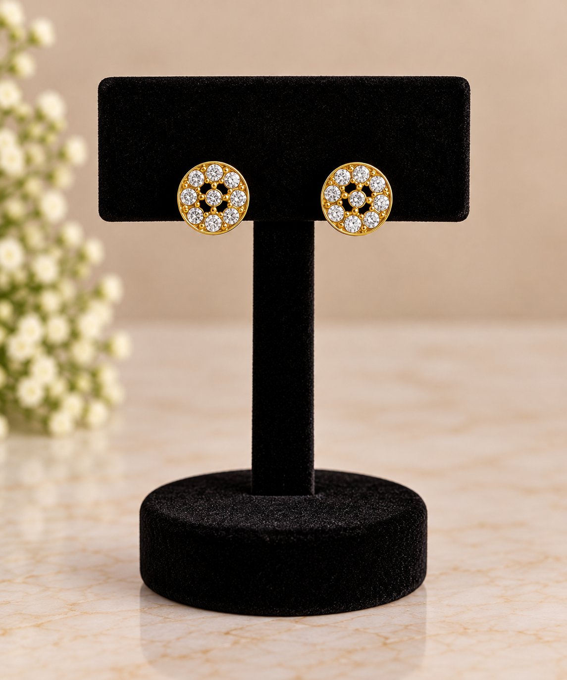 Gold AD Stud Earrings